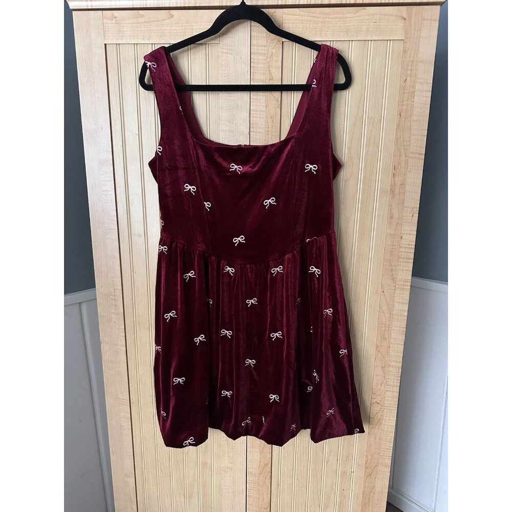 Altar'd State Burgundy Trinity Velvet Bubble Dress Size XL Burgundy valentines - Picture 6 of 8